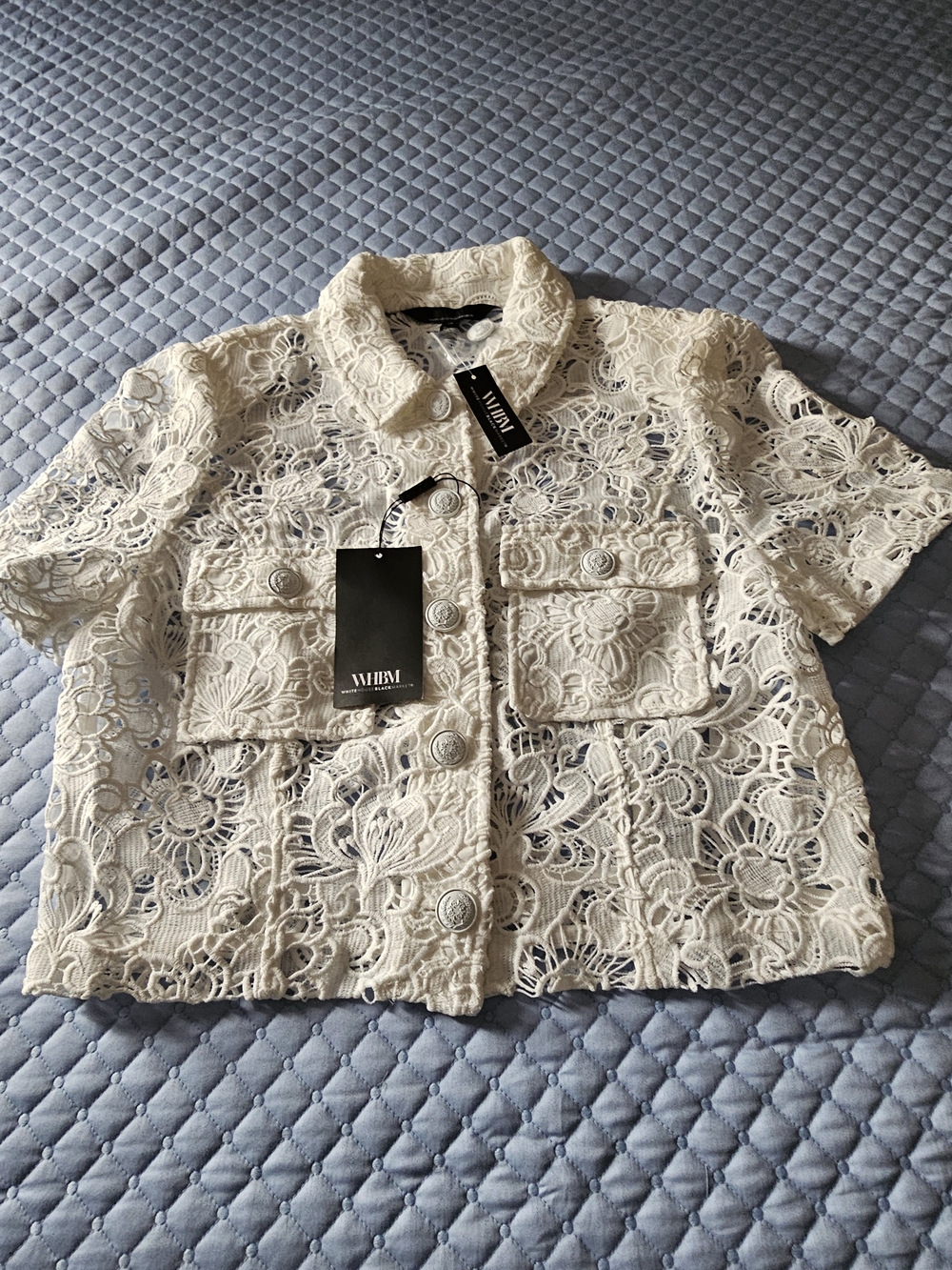 WHBM White Lace Short Sleeve Jacket $195
